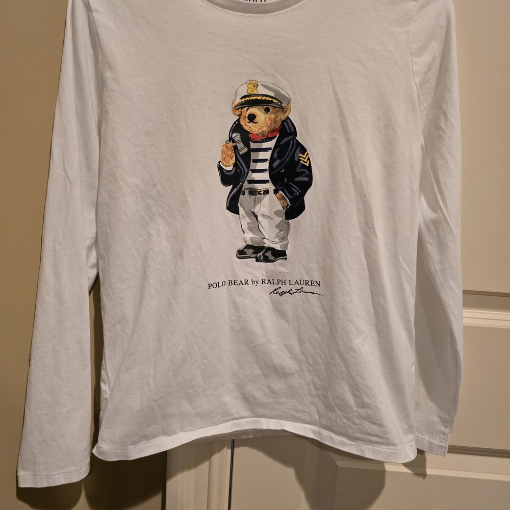 🚨 SOLD🚨 Polo by Ralph Lauren Kids White Long Sleeve Shirt with Bear Design